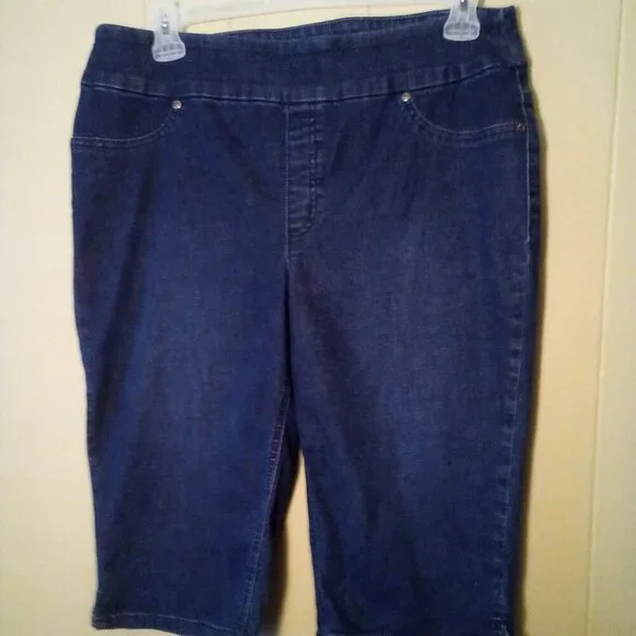 Chico's Perfect Stretch Soft Jegging Pedal Pusher Women 2.5 14 L Capri Blue - Picture 2 of 13